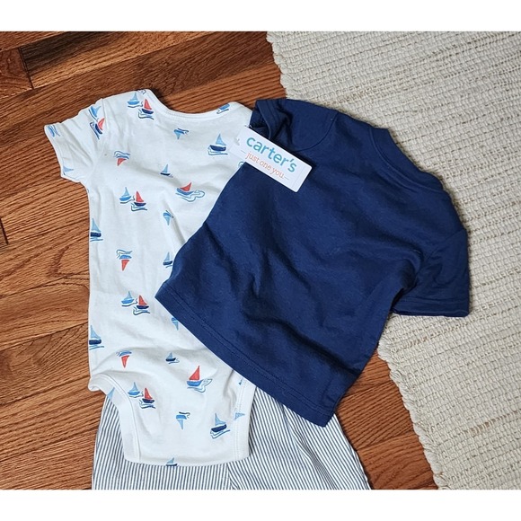 Carter's Cat & Jack Shorts and T-Shirt Outfit Set 12 Mo Cotton Infant Baby Boy - Picture 4 of 7